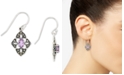 Macy's Amethyst (1/2 ct. t.w.) &  Marcasite Flower Drop Earrings in Sterling Silver